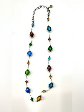 Colorful Multicolor Glass Bead Necklace for Women